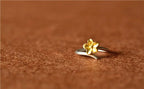 Simple Flower Plain Silver & Gold Ring for Women – Adjustable Fashion Ring