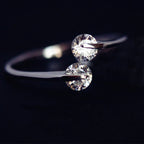 Silver Zircon Open Ring for Women – Anti-Allergy Adjustable Fashion Ring