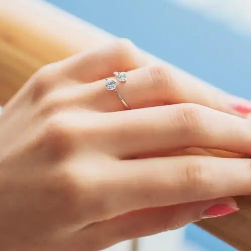 Silver Zircon Open Ring for Women – Anti-Allergy Adjustable Fashion Ring