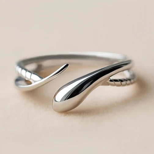 925 Sterling Silver Snake Open Ring – Gothic European Style Adjustable Ring for Men & Women