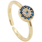 925 Sterling Silver Evil Eye Zircon Open Ring – Adjustable Spiritual Protection Ring