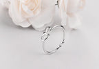 Korean Sweet Bowknot Ring for Women – White Gold Plated Adjustable Engagement Band Ring