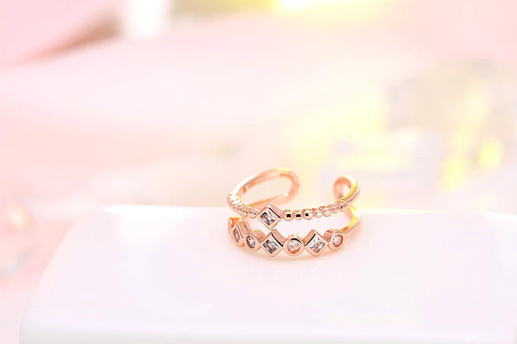 Silver & Rose Gold Open Adjustable Ring for Women – Classic Daily Wear Fashion Ring