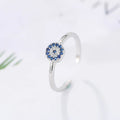 925 Sterling Silver Evil Eye Zircon Open Ring – Adjustable Spiritual Protection Ring