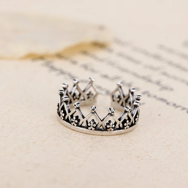 Bohemian Crown Antique Ring for Women & Men – Gothic Punk Silver Ring