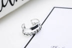 Retro Double Chain Open Ring for Women – Adjustable Silver Fashion Ring