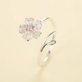 925 Silver Cherry Blossom Handmade Flower Ring – Pink Floral Ring for Women