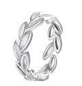 Silver Plated Olive Branch Open Cuff Ring – Adjustable Nature-Inspired Summer Ring