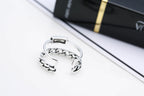 Retro Double Chain Open Ring for Women – Adjustable Silver Fashion Ring