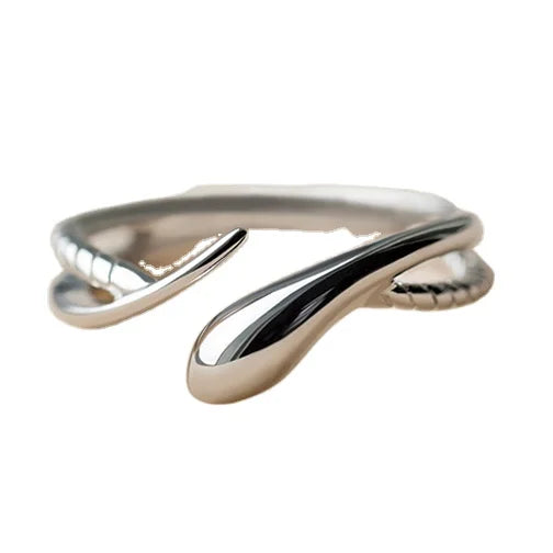 925 Sterling Silver Snake Open Ring – Gothic European Style Adjustable Ring for Men & Women