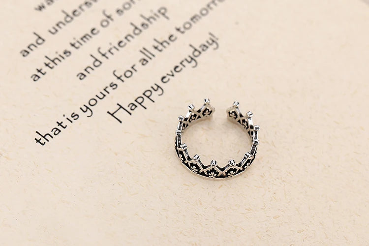 Bohemian Crown Antique Ring for Women & Men – Gothic Punk Silver Ring