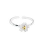 Gold & Silver Plated Flower Ring for Women – Adjustable Floral Fashion Ring