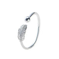 Silver Feather Open Ring for Women – Adjustable Fine Jewelry Finger Ring