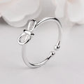 Korean Sweet Bowknot Ring for Women – White Gold Plated Adjustable Engagement Band Ring