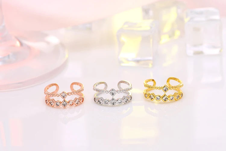 Silver & Rose Gold Open Adjustable Ring for Women – Classic Daily Wear Fashion Ring