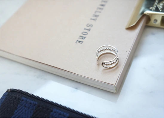 Silver Three-Layer Open Ring for Women – Vintage Stacked Fashion Ring