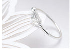 Silver Feather Open Ring for Women – Adjustable Fine Jewelry Finger Ring