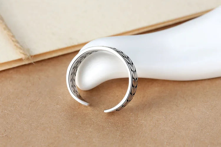 Retro Vintage Open Ring for Women – Invisible Setting Wedding & Engagement Silver Ring
