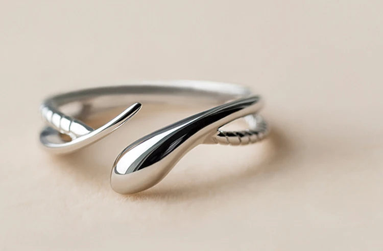 925 Sterling Silver Snake Open Ring – Gothic European Style Adjustable Ring for Men & Women