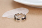 925 Silver Vintage Flower Open Ring for Women – Wedding Engagement & Anniversary Gift Ring
