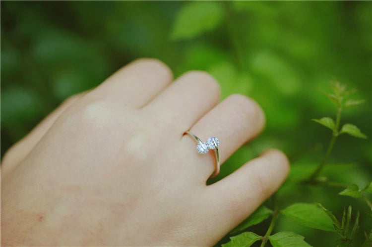 Silver Zircon Open Ring for Women – Anti-Allergy Adjustable Fashion Ring