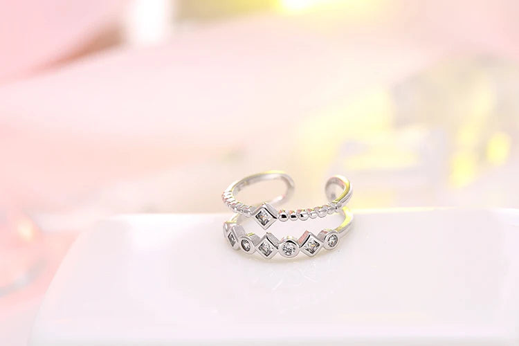 Silver & Rose Gold Open Adjustable Ring for Women – Classic Daily Wear Fashion Ring